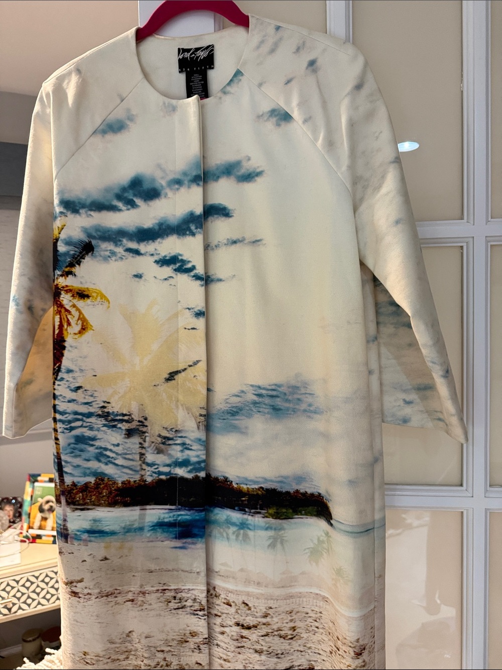 Lord & Taylor Cream Jacket with Light Blue Accents